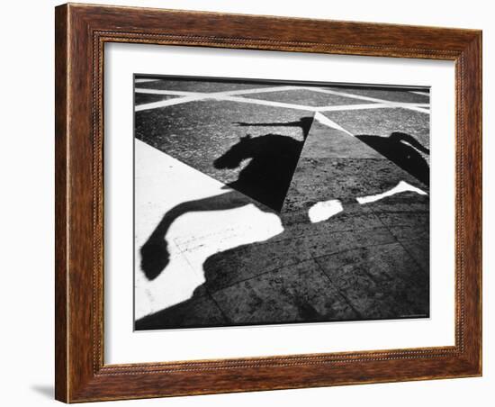 Shadow Cast by Equestrian Statue of Marcus Aurelius in Piazza Del Campidoglio-Gjon Mili-Framed Photographic Print