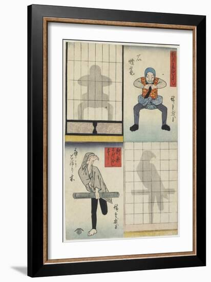 Shadow Figures of a Lantern and a Hawk, C. 1842-Utagawa Hiroshige-Framed Giclee Print