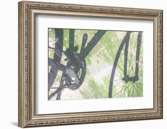 Shadow of a bicycle against a green wall-Art Wolfe-Framed Photographic Print