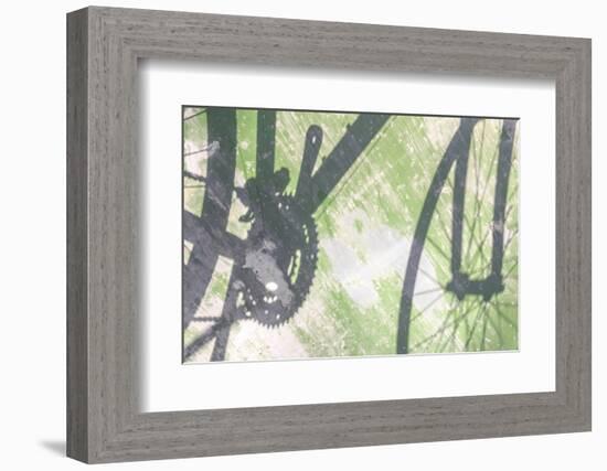 Shadow of a bicycle against a green wall-Art Wolfe-Framed Photographic Print