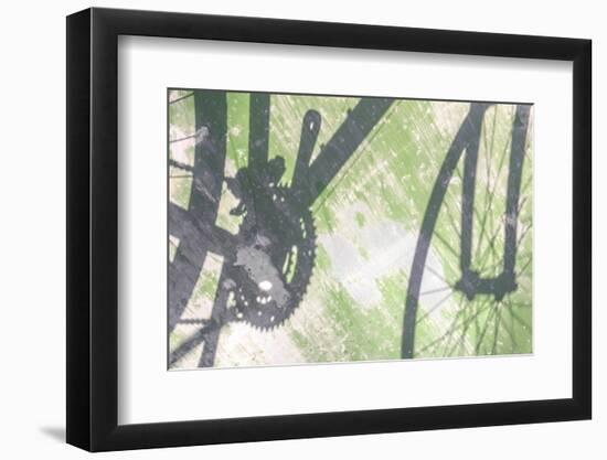 Shadow of a bicycle against a green wall-Art Wolfe-Framed Photographic Print