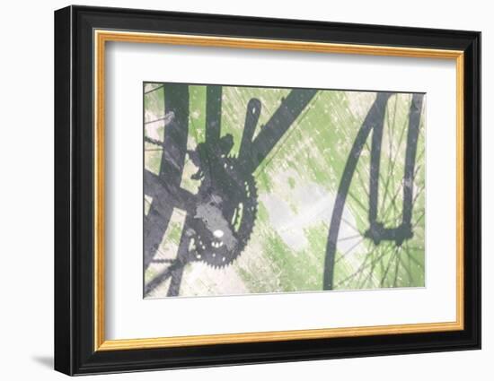 Shadow of a bicycle against a green wall-Art Wolfe-Framed Photographic Print