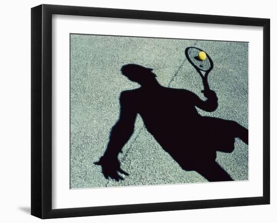 Shadow of a Male Tennis Player Playing Tennis-null-Framed Photographic Print