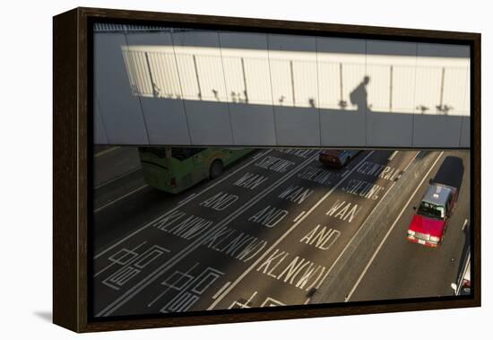 Shadow of Office Worker in Central District, Hong Kong, China-Paul Souders-Framed Premier Image Canvas