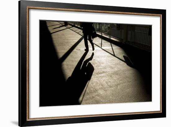 Shadow of Office Worker in Central District, Hong Kong, China-Paul Souders-Framed Photographic Print