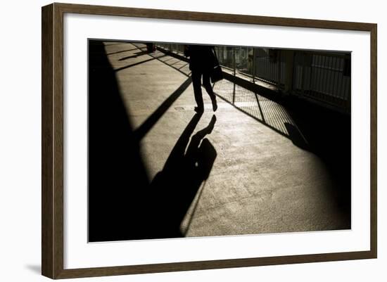 Shadow of Office Worker in Central District, Hong Kong, China-Paul Souders-Framed Photographic Print