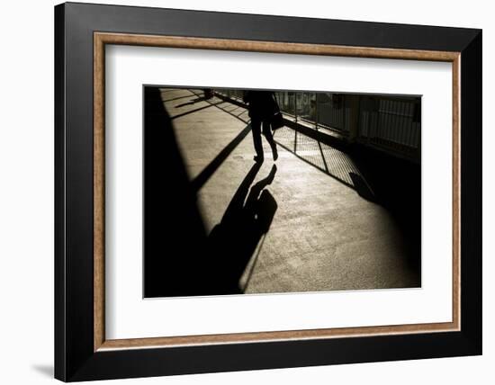 Shadow of Office Worker in Central District, Hong Kong, China-Paul Souders-Framed Photographic Print