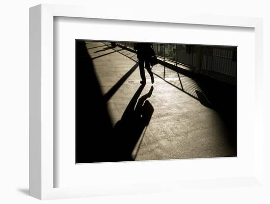 Shadow of Office Worker in Central District, Hong Kong, China-Paul Souders-Framed Photographic Print