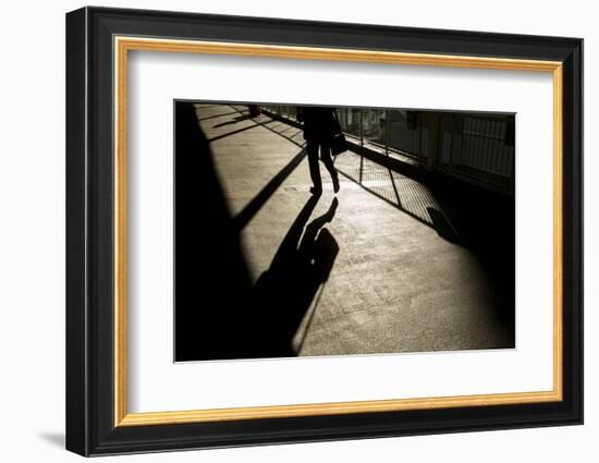 Shadow of Office Worker in Central District, Hong Kong, China-Paul Souders-Framed Photographic Print