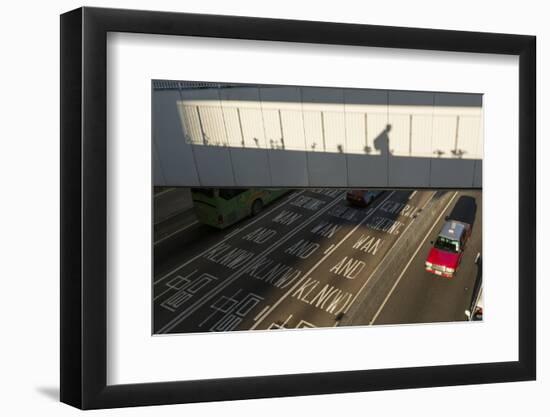 Shadow of Office Worker in Central District, Hong Kong, China-Paul Souders-Framed Photographic Print