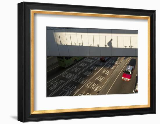 Shadow of Office Worker in Central District, Hong Kong, China-Paul Souders-Framed Photographic Print