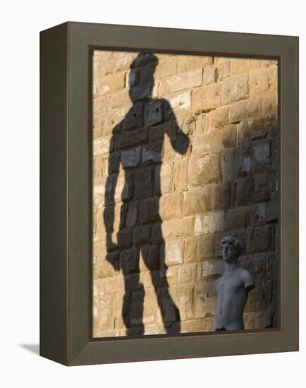 Shadow of Statue of David, Piazza Della Signoria, Florence, Tuscany, Italy, Europe-Martin Child-Framed Premier Image Canvas