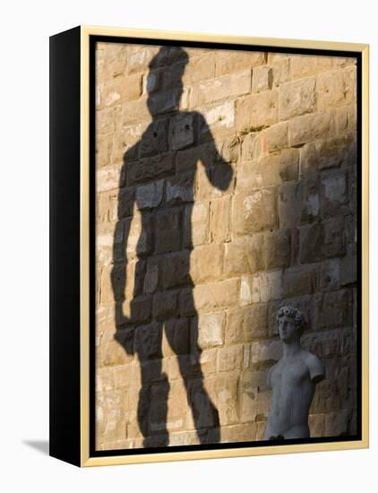 Shadow of Statue of David, Piazza Della Signoria, Florence, Tuscany, Italy, Europe-Martin Child-Framed Premier Image Canvas