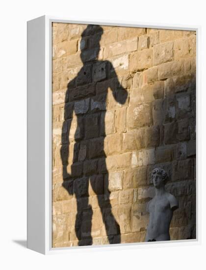 Shadow of Statue of David, Piazza Della Signoria, Florence, Tuscany, Italy, Europe-Martin Child-Framed Premier Image Canvas