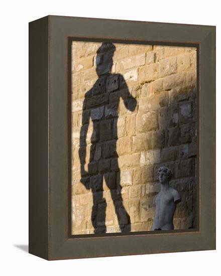 Shadow of Statue of David, Piazza Della Signoria, Florence, Tuscany, Italy, Europe-Martin Child-Framed Premier Image Canvas