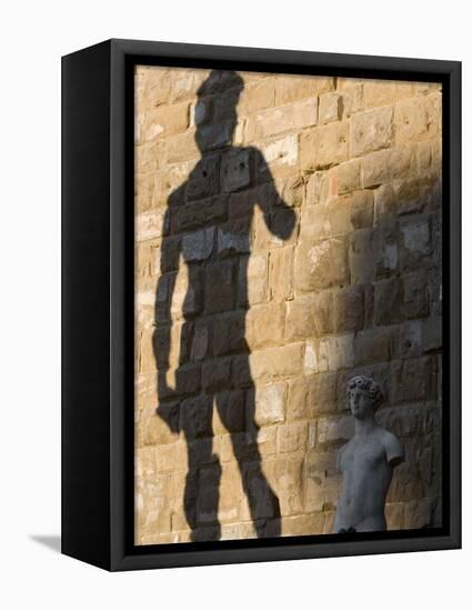 Shadow of Statue of David, Piazza Della Signoria, Florence, Tuscany, Italy, Europe-Martin Child-Framed Premier Image Canvas