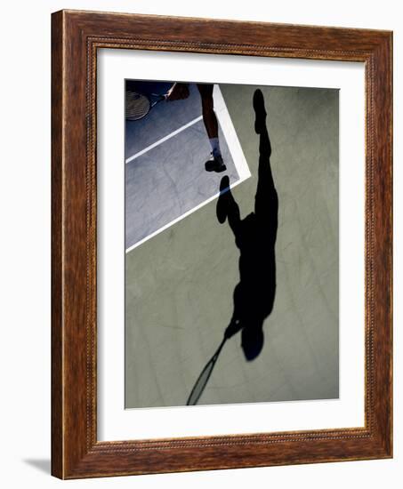 Shadow of Tennis Player in Action-null-Framed Photographic Print