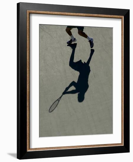 Shadow of Tennis Player in Action-null-Framed Photographic Print