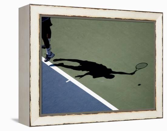 Shadow of Tennis Player Serving-null-Framed Premier Image Canvas