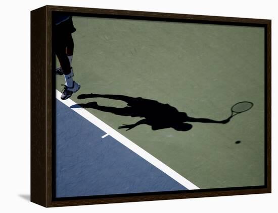 Shadow of Tennis Player Serving-null-Framed Premier Image Canvas