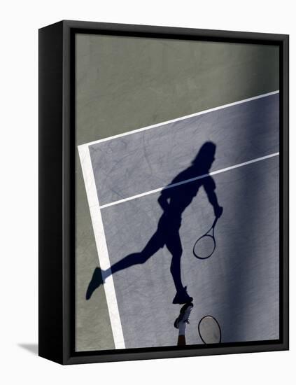 Shadow of Tennis Player Serving-null-Framed Premier Image Canvas