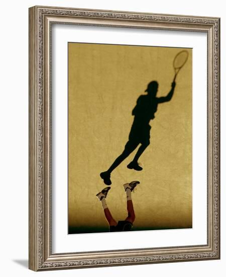 Shadow of Tennis Player Serving-null-Framed Photographic Print