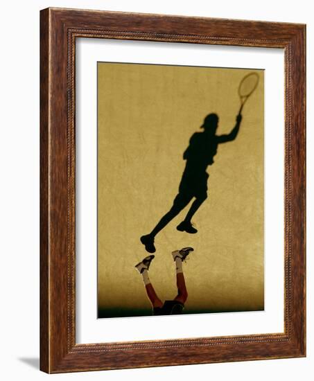 Shadow of Tennis Player Serving-null-Framed Photographic Print