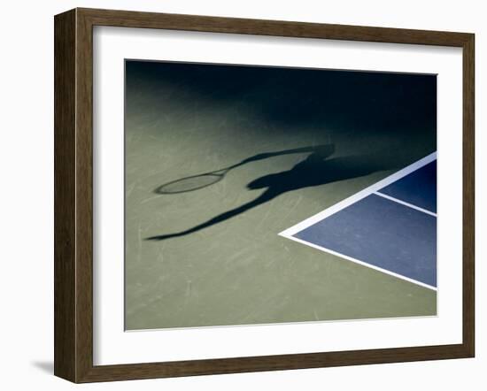 Shadow of Tennis Player Serving-null-Framed Photographic Print