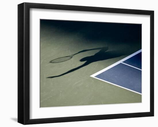 Shadow of Tennis Player Serving-null-Framed Photographic Print