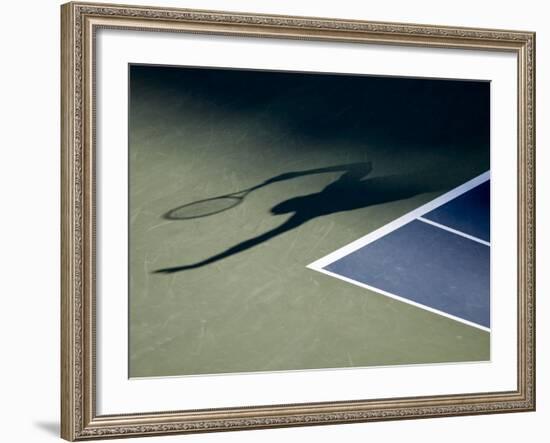 Shadow of Tennis Player Serving-null-Framed Photographic Print