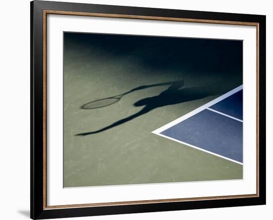 Shadow of Tennis Player Serving-null-Framed Photographic Print