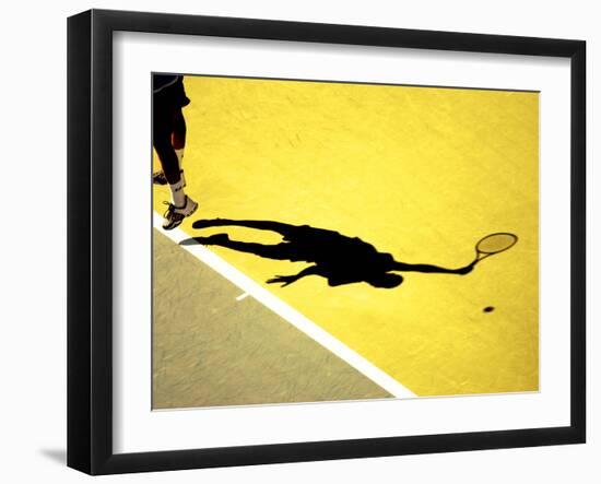 Shadow of Tennis Player Serving-null-Framed Photographic Print