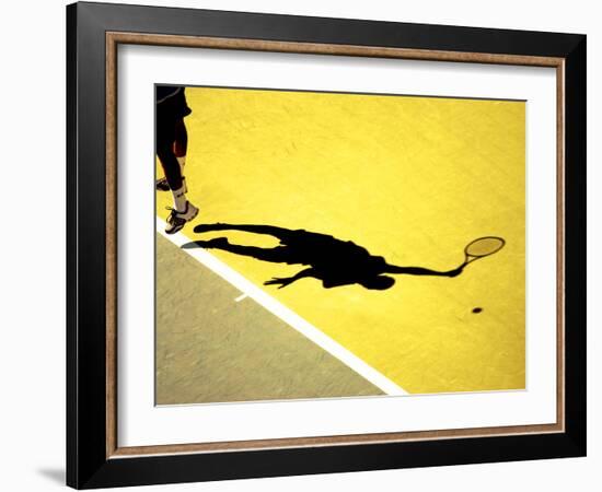 Shadow of Tennis Player Serving-null-Framed Photographic Print