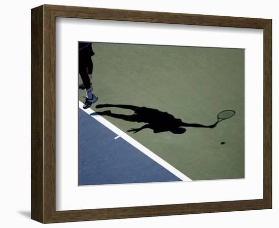 Shadow of Tennis Player Serving-null-Framed Photographic Print