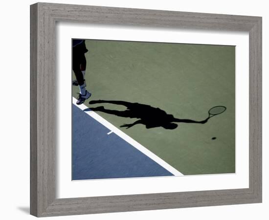 Shadow of Tennis Player Serving-null-Framed Photographic Print