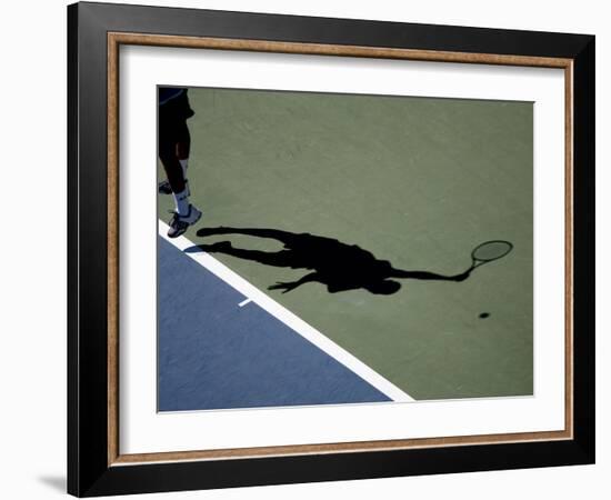 Shadow of Tennis Player Serving-null-Framed Photographic Print