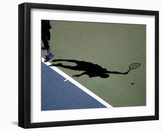 Shadow of Tennis Player Serving-null-Framed Photographic Print