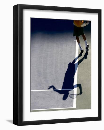 Shadow of Tennis Player Serving-null-Framed Photographic Print