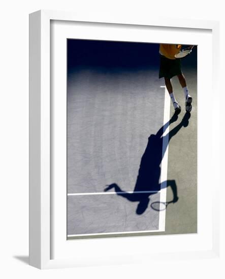 Shadow of Tennis Player Serving-null-Framed Photographic Print