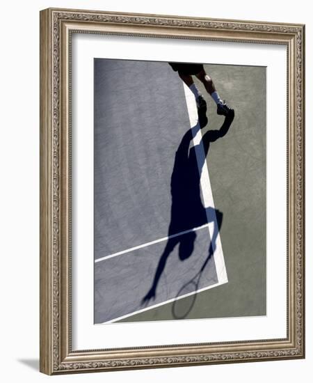 Shadow of Tennis Player Serving-null-Framed Photographic Print