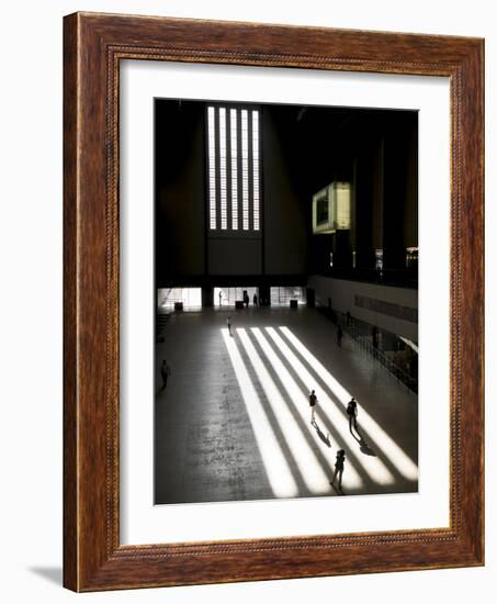 Shadows create black and white stripes in turbine room of Tate Gallery, London-Charles Bowman-Framed Photographic Print