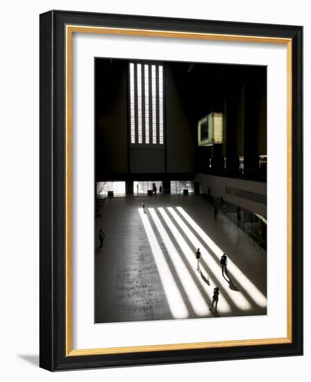 Shadows create black and white stripes in turbine room of Tate Gallery, London-Charles Bowman-Framed Photographic Print