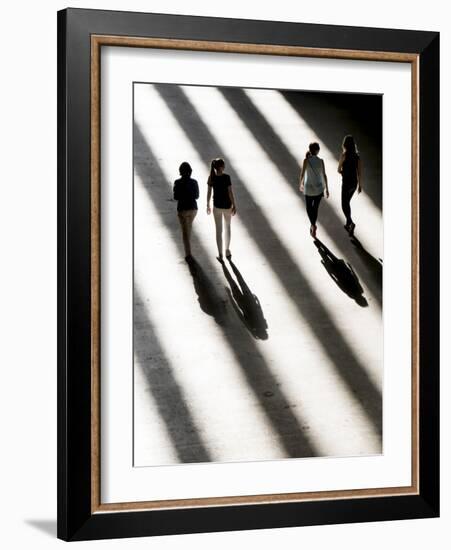 Shadows create black and white stripes in turbine room of Tate Gallery, London-Charles Bowman-Framed Photographic Print