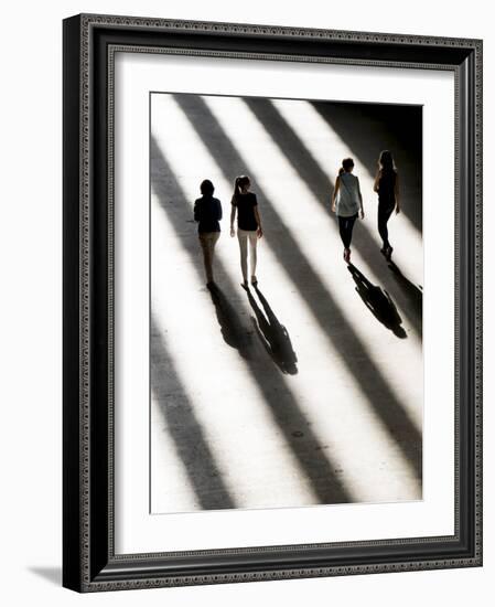 Shadows create black and white stripes in turbine room of Tate Gallery, London-Charles Bowman-Framed Photographic Print