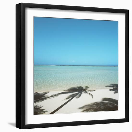 Shadows of Palm Trees on Beach-null-Framed Photographic Print