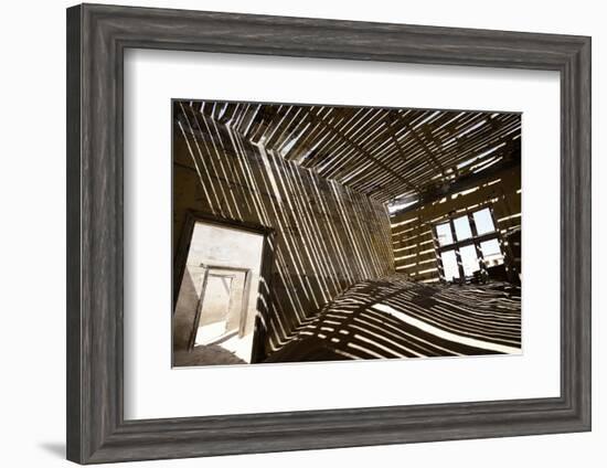 Shadows of Rafter on Sand in Abandoned House-Enrique Lopez-Tapia-Framed Photographic Print