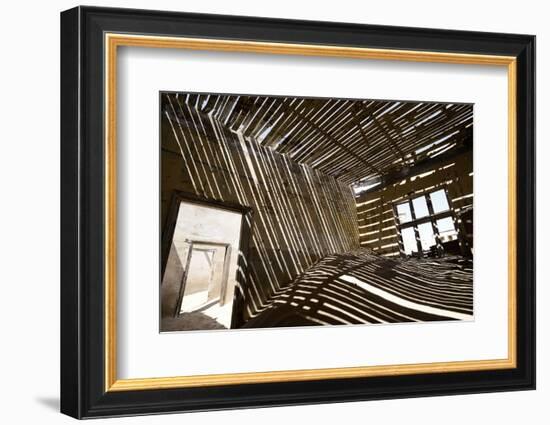 Shadows of Rafter on Sand in Abandoned House-Enrique Lopez-Tapia-Framed Photographic Print