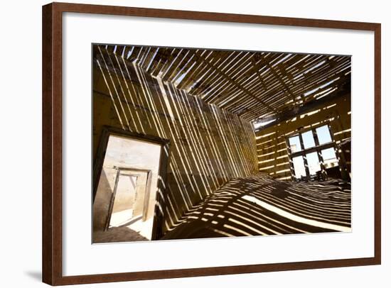 Shadows Of Rafter On Sand In Abandoned House-Enrique Lopez-Tapia-Framed Photographic Print