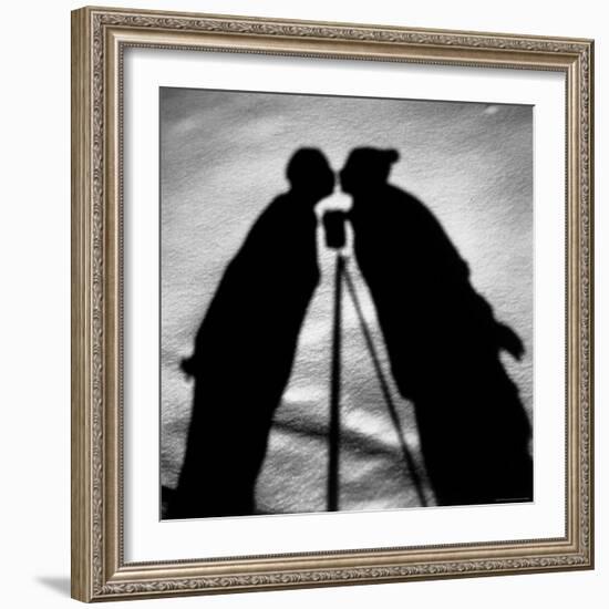 Shadows on Ground of Kissing Figures with Camera on Tripod Between-Alfred Eisenstaedt-Framed Photographic Print