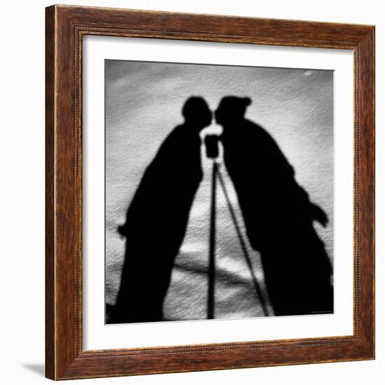 Shadows on Ground of Kissing Figures with Camera on Tripod Between-Alfred Eisenstaedt-Framed Photographic Print